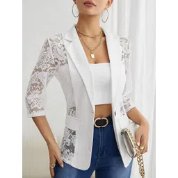 StyleCast Women Floral Lace Design Shawl Collar Denim Jacket-picture-22