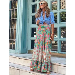 StyleCast Women Floral Printed Maxi Flared Skirt-picture-18