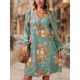 StyleCast Women Floral Printed Puff Sleeve A-Line Dress-picture-22