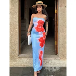 StyleCast Women Floral Printed Strapless Bandeau Maxi Dress-picture-40