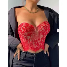 StyleCast Women Floral Sweetheart Neck Corset Crop Top-picture-20