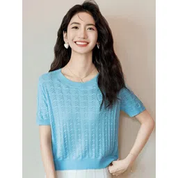 StyleCast Women Geometric Self Design Round Neck Pullover-picture-40