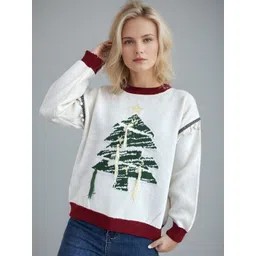 StyleCast Women Graphic Printed Round Neck Pullover Sweater-picture-12