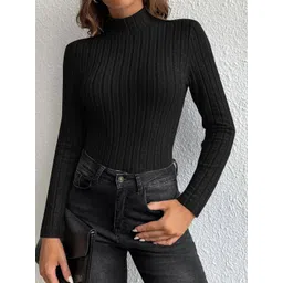 StyleCast Women High Neck Long Sleeves Solid Casual Tops-picture-33