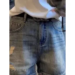 StyleCast Women High-Rise Distressed Cotton Denim Shorts image 3