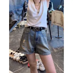 StyleCast Women High-Rise Distressed Cotton Denim Shorts image 2