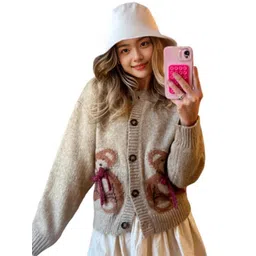 StyleCast Women Long Sleeves Self Design Ribbed Cardigan-picture-19