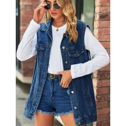 StyleCast Women Longline Denim Jacket with Patchwork-picture-24