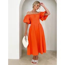 StyleCast Women Off-Shoulder Puff Sleeve Fit and Flare Dress-picture-30
