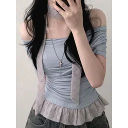 StyleCast Women Off-Shoulder Straps Cotton Fitted Top-picture-40