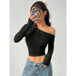 StyleCast Women One Shoulder Fitted Crop Top-picture-38