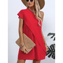 StyleCast Women One Shoulder Solid A-Line Mini Dress-picture-35