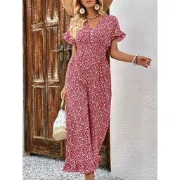 StyleCast Women Printed V-Neck Short Sleeves Basic Jumpsuit-picture-16