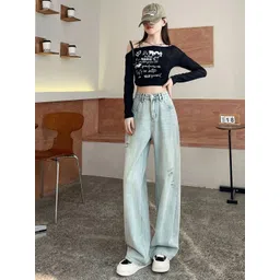 StyleCast Women Regular Fit High-Rise Light Fade Low Distress Cotton Jeans-picture-17