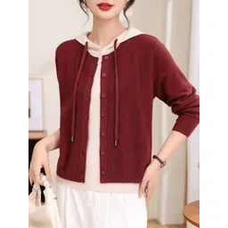 StyleCast Women Ribbed Hooded Loose Fit Cardigan-picture-38