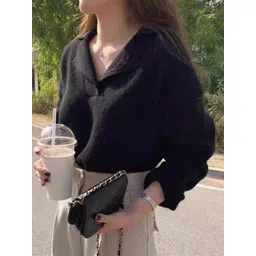 StyleCast Women Ribbed Long Sleeves Shirt Collar Sweaters-picture-39