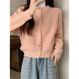 StyleCast Women Ribbed Round Neck Cardigan Sweater-picture-34