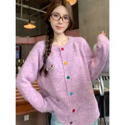 StyleCast Women Round Neck Cardigan Sweaters With Embroidered Details-picture-17