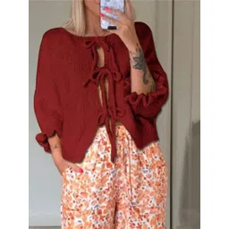 StyleCast Women Round Neck Front-Open Crop Sweaters-picture-34