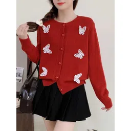 StyleCast Women Round Neck Long Sleeves Applique Cardigan-picture-29
