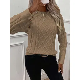 StyleCast Women Round Neck Self Design Long Sleeve Pullove Sweaters-picture-33