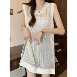 StyleCast Women Round Neck Self Design Sleeveless Sheath Dress-picture-34