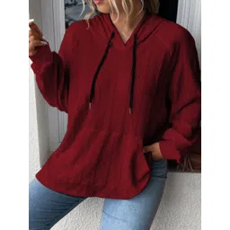 StyleCast Women Self Design Hooded Sweatshirt-picture-37