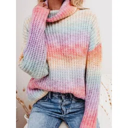 StyleCast Women Self Design Long Sleeves Pullover Sweaters-image-34