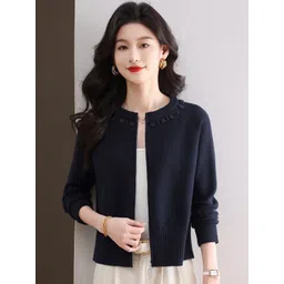 StyleCast Women Self Design Round Neck Front-Open Sweaters-picture-31