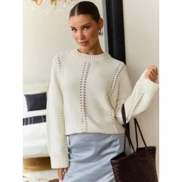 StyleCast Women Self Design Round Neck Long Sleeve Pullover Sweater-picture-27