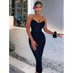 StyleCast Women Self Design Shoulder Straps Bodycon Midi Dress-picture-17