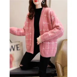 StyleCast Women Self Design V Neck Full Sleeve Front Open Sweater-picture-34