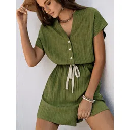 StyleCast Women Self Design V-Neck Short Sleeve Jumpsuit-picture-30
