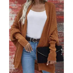 StyleCast Women Self Design Waffle Knit Open Front Cardigan Sweater-picture-32