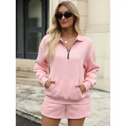 StyleCast Women Shirt Collar Sweatshirt With Shorts Co-Ords-picture-31