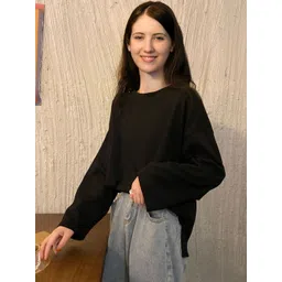 StyleCast Women Solid Black Long Sleeves Round Neck T-shirt-image-45