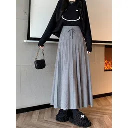 StyleCast Women Solid Casual Flared Maxi A-Line Skirt-picture-30