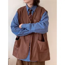 StyleCast Women Solid Collarless Open Front Sleeveless Jacket-picture-28