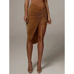 StyleCast Women Solid High-Low Casual Knee-Length Skirt-picture-25