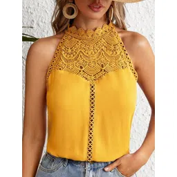 StyleCast Women Solid Lace-Up Regular Tops image 1