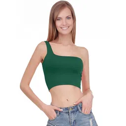 StyleCast Women Solid One Shoulder Blouson Crop Top-picture-27
