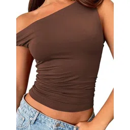 StyleCast Women Solid One Shoulder Crop Top-picture-28