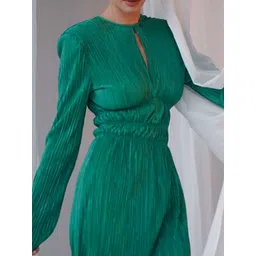 StyleCast Women Solid Pleated Fit and Flare Mini Dress image 3