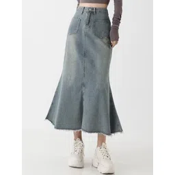 StyleCast Women Solid Pure Cotton A-Line Midi Skirts-picture-13