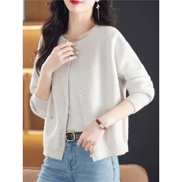 StyleCast Women Solid Round Neck Cardigan-picture-10