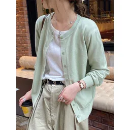 StyleCast Women Solid Round Neck Full Sleeve Cardigan-picture-19