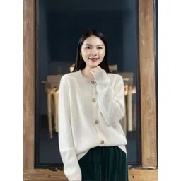 StyleCast Women Solid Round Neck Long Sleeves Cardigan Sweaters-picture-21