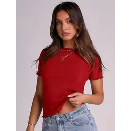 StyleCast Women Solid Round Neck Slim Fit T-shirt-picture-20