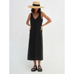 StyleCast Women Solid Sleeveless Cotton Sheath Midi Dress-picture-33