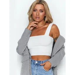 StyleCast Women Solid Square Neck Crop Top image 1